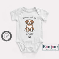 Custom Dog Onesie, Personalized Pet Name, Breed Specific T-Shirt, Baby Shower Gift, New Born Gift, "Prostected By"